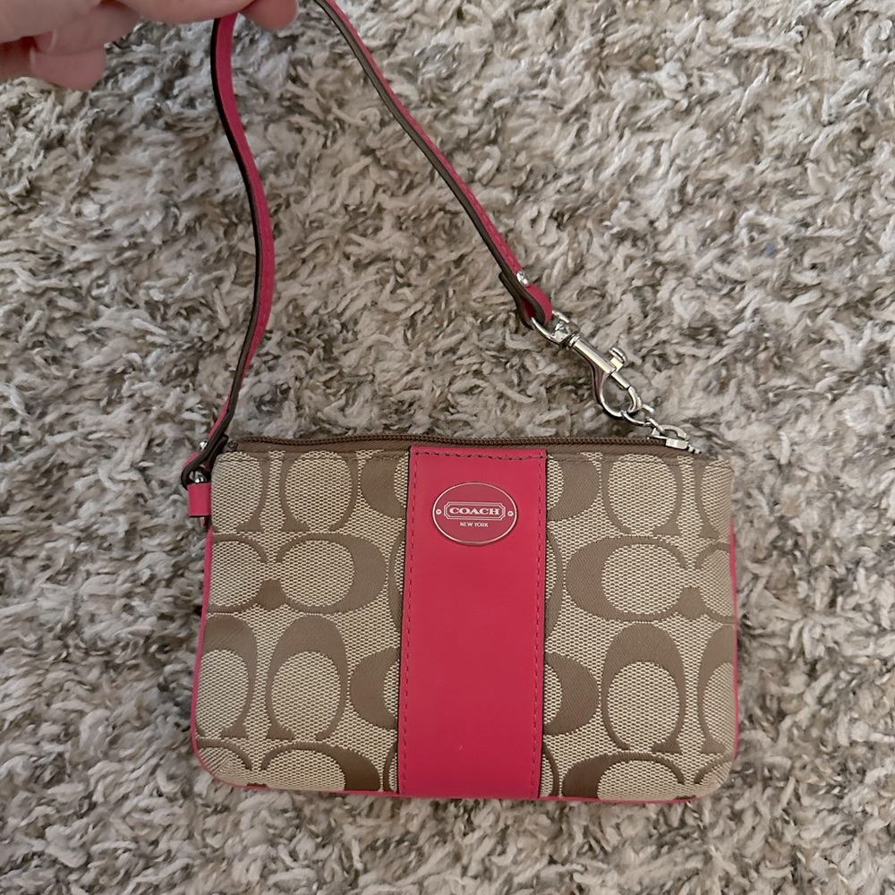 Coach Wristlet, Pink Leather, Authentic Wallet, Great Condition